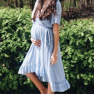 Baby Blue Gauze Maternity/Nursing Dress